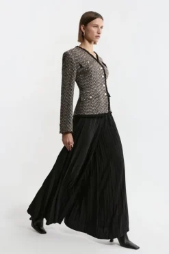 Wool Mix Boucle Tailored Blazer Jumpsuit